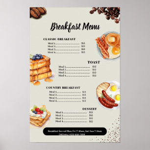 Poster Menu Petit Déjeuner, Menu Restaurant, Marketing Ca