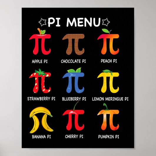 Poster Menu Pi Prof de Maths Drôle Pi Day Prof de Maths  (Devant)