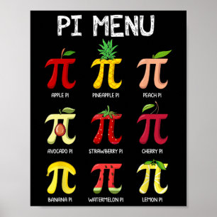Poster Menu Pi tarte jour de maths mathématiques professe