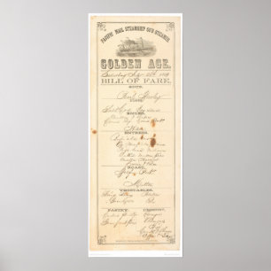 Poster Menu pour bateau à vapeur "Golden Age" (1276A)