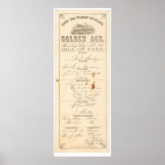 Poster Menu pour bateau à vapeur "Golden Age" (1276A)