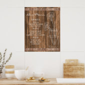Poster Menu Rustic Country Barre en bois (Cuisine)