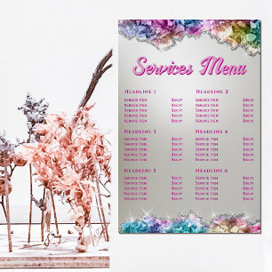 Poster Menu Services Crystals Iridescente