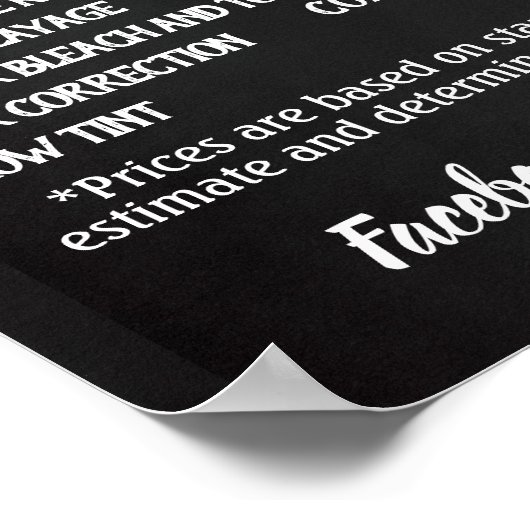 Poster Menu simple de salon (Coin)