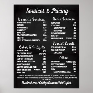 Poster Menu simple de salon