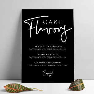 Poster Menu Simple de saveurs de gâteau minimaliste Noir