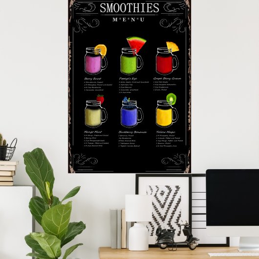 Poster Menu Smoothies (Bureau à domicile)