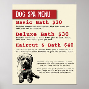 Poster Menu Spa de dressage de chien - Personnalisable