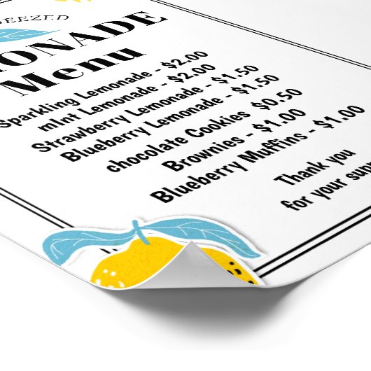 Poster Menu stand Lemonade (Coin)