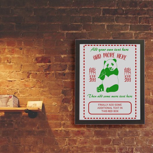 Poster Menu Takeout du restaurant chinois Texte personnal