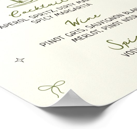 Poster Menu Tini Bit Ancien Quirky Main Dessinée Annivers (Coin)