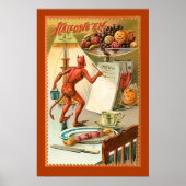 Poster Menu vintage d'Halloween du diable (Devant)