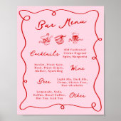 Poster Menu Whimsical Hand Drake Pink & Red Bar (Devant)