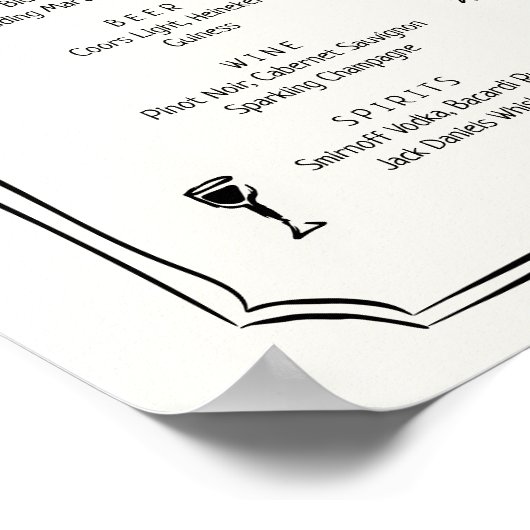 Poster Menu Whimsical Main Drake French Mariage Bar Menu (Coin)