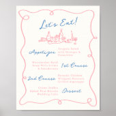 Poster Menu Whimsical Main Drake Pink & Blue (Devant)