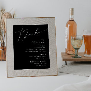 Poster Menu Whimsical Minimal Script Black Mariage Boisso