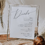 Poster Menu Whimsical Minimalist Script Mariage Boissons<br><div class="desc">Cette affiche de menu de boissons au mariage de script minimaliste et fantaisiste est parfaite pour votre mariage boho classique simple noir et blanc minimal moderne. Le design se compose de calligraphie élégante, délicate et romantique écrite à la main et de typographie chic et formelle. Le look se marie bien...</div>