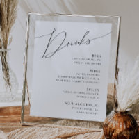 Menu Whimsical Minimalist Script Mariage Boissons