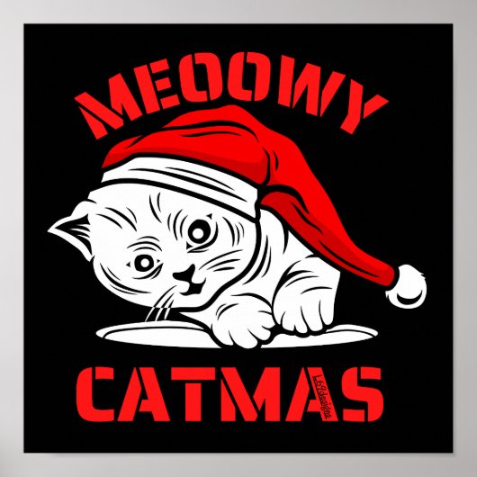 Poster MEOOWY CATMAS drôle chat de Noël (Devant)