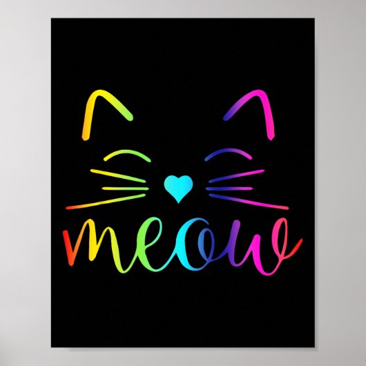 Poster Meow Cute Chat Face Drôle Citation Pour Moi Fans D (Devant)