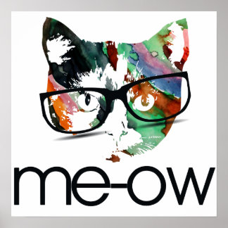 Poster Meow hipster kitty