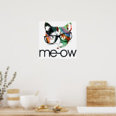Poster Meow hipster kitty (Cuisine)