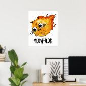 Poster Meow-teor drôle Meteor Pun (Bureau à domicile)