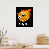 Poster Meow-teor Funny Meteor Pun Dark BG (Cuisine)