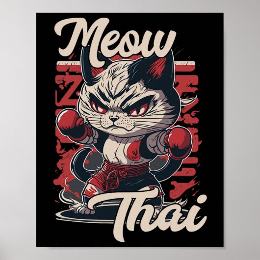 Poster Meow Thai Fighter Chat Muay Thai Boxe Chat Pour Ho (Devant)