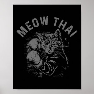 Poster Meow Thai Funny Muay Thai Boxe Chat Arts Martiaux
