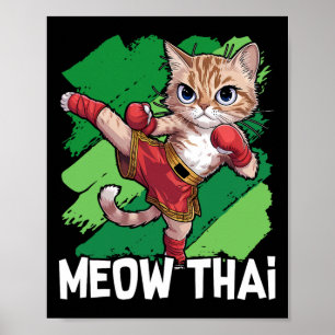 Poster Meow Thai Funny Muay Thai Boxe Chat Arts Martiaux