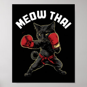 Poster Meow Thai Funny Muay Thai Boxe Chat Arts Martiaux
