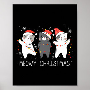 Poster Meowa Catmas Chat Noël Cute Chats Lover Père Noël 