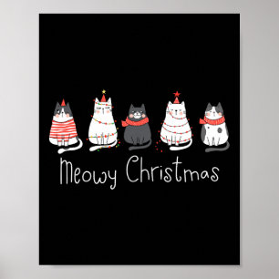 Poster Meowa Catmas Chat Noël Cute Chats Lover Père Noël