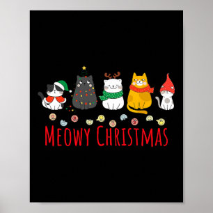 Poster Meowa Catmas Cute Kitten Chat Santa Hat Noël Vacan