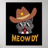 Poster Meowdy ! Funny Country Chat portant un Casquette d (Devant)