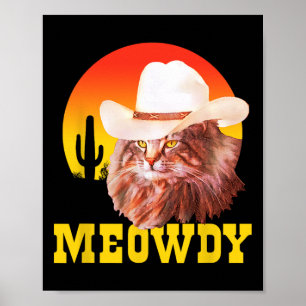 Poster Meowdy ! Funny Country Music Chat Cowboy Casquette