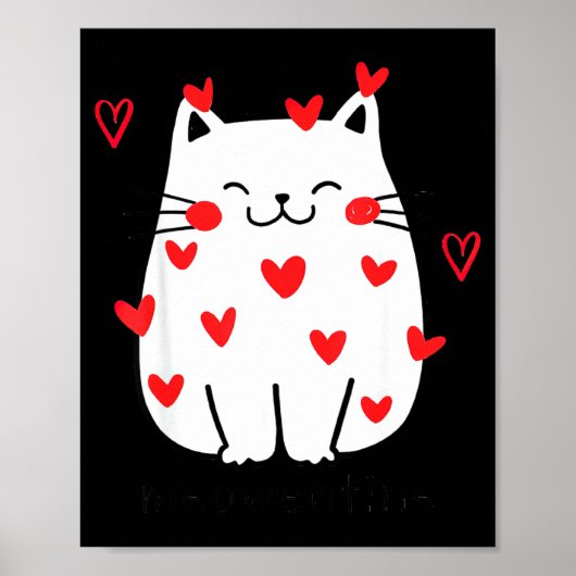 Poster Meowentine Cute Cat Valentines Day Men Women Cat D (Devant)