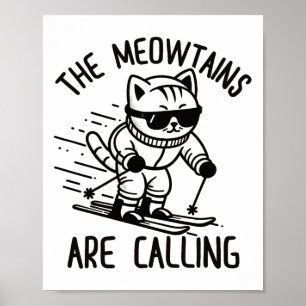 Poster Meowest appelé Drôle Ski Chat Snow Ski Lo