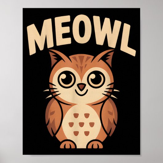Poster Meowl Cat Owl Hybrid Funny Meme Brain Rot Gen Alph (Devant)