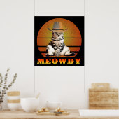 Poster Meowny Funny Cowboy Chat (Cuisine)