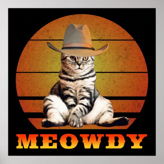 Poster Meowny Funny Cowboy Chat (Devant)