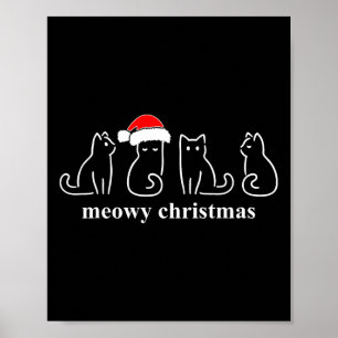 Poster Meowo Catmas Chat Noël Cute Kitten Chats Père Noël