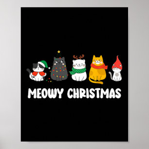 Poster Meowy Catmas Cute Kitten Santa Hat Noël