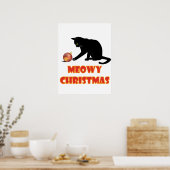 Poster Meowy Christmas Funny Chat (Cuisine)