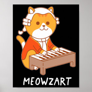 Poster Meowzart Cat Pun Clical Music Piano Funny