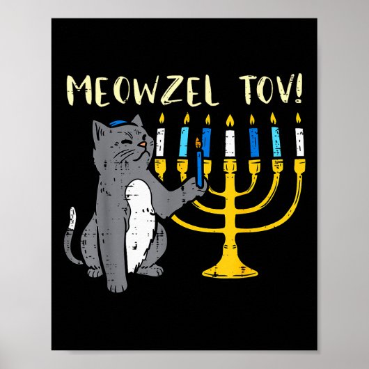 Poster Meowzel Tov Jewish Cat Funny Hanukkah Chanukah Pjs (Devant)