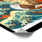 Poster Meowzilla Catzilla Cat Japanese Art Funny For Men (Coin)