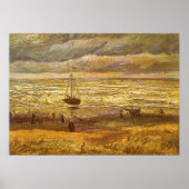 Poster Mer à Scheveningen par Vincent van Gogh (Devant)