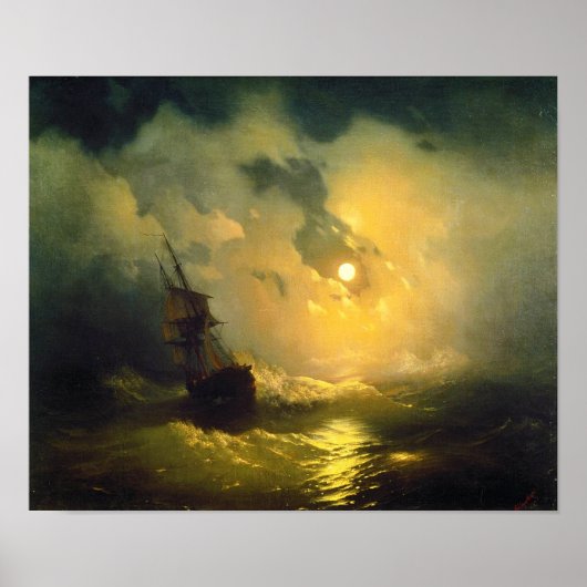 Poster Mer agitée la nuit, Aivazovsky (Devant)